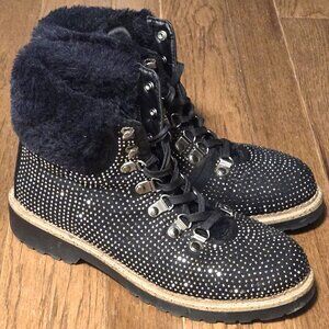 Toasty warm, sparkly, women's XTI lace up ankle boots size 37